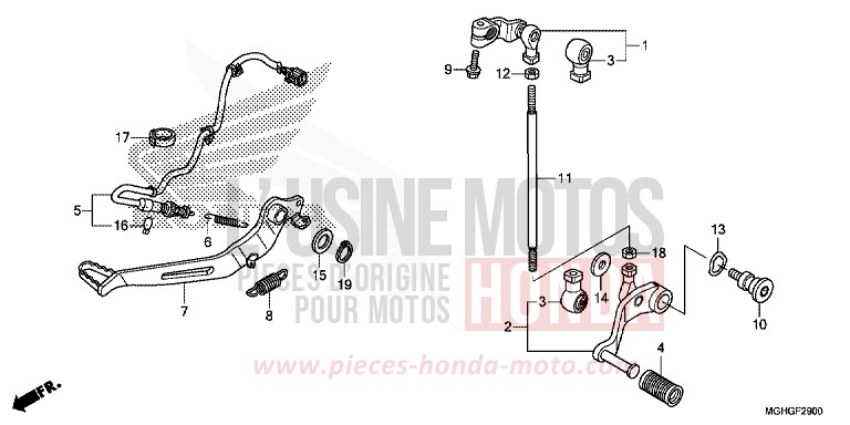 PEDALE von VFR1200X "Crosstourer" DCT CANDY PROMINENCE RED (R342B) von 2016
